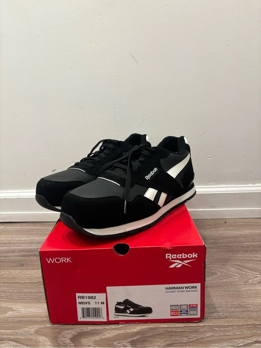 Reebok Men’s Black and White Athletic Work Sneaker